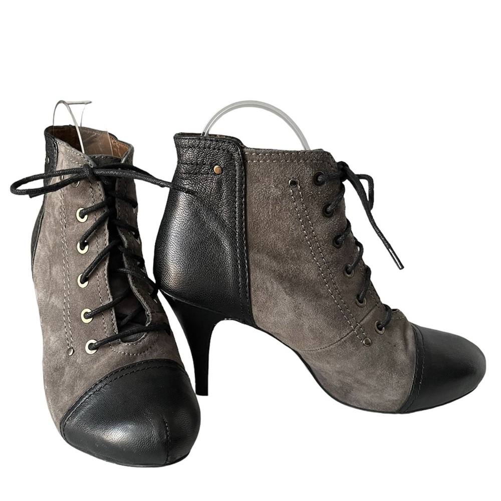 ZARA SPLIT SUEDE LEATHER LACE UP BOOTIE